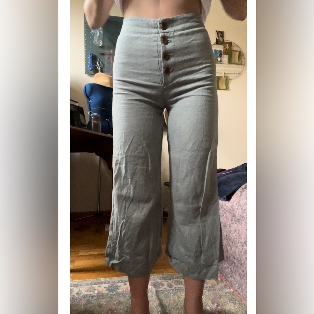 Linen button up pants